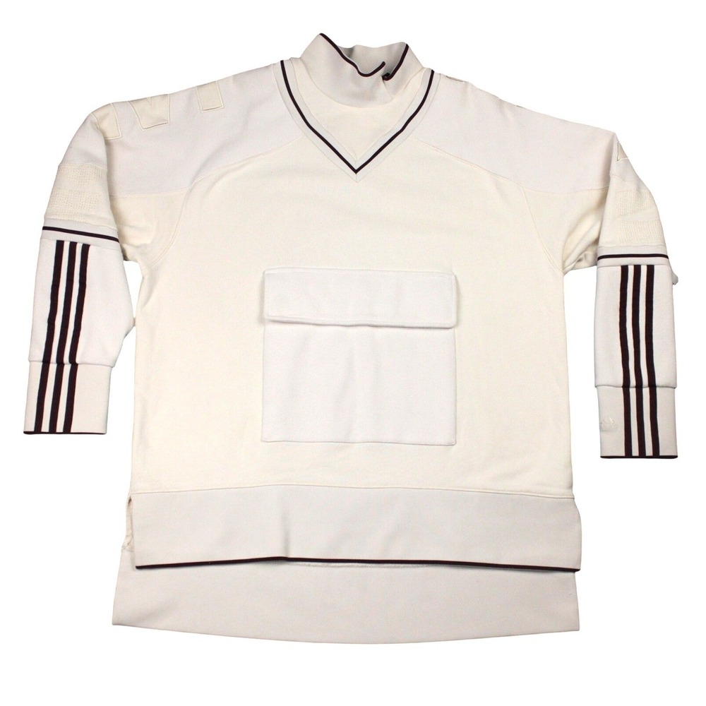 Adidas Ivy Park Oversized Sweatshirt Cream Burgundy Stripe Pocket Womens M